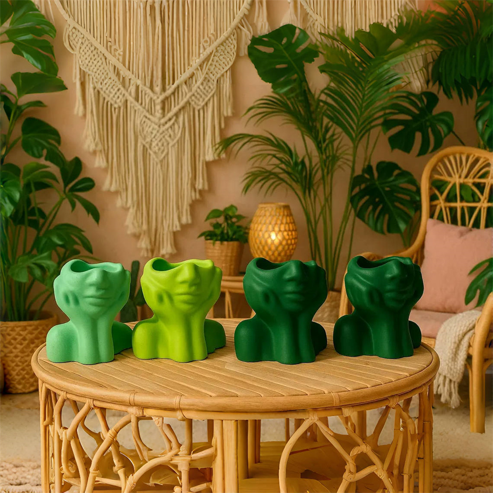 Abstract Face Planter Pot Sili - Echeveria Succulent のレビューと価格