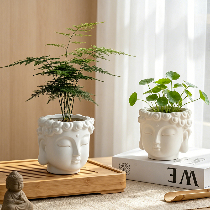 Buddha Head Shaped Resin Plant - Echeveria Succulent のレビューと価格
