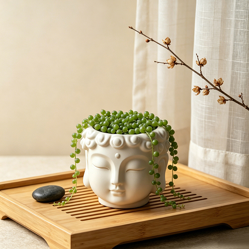 Buddha Head Shaped Resin Plant - Echeveria Succulent のレビューと価格