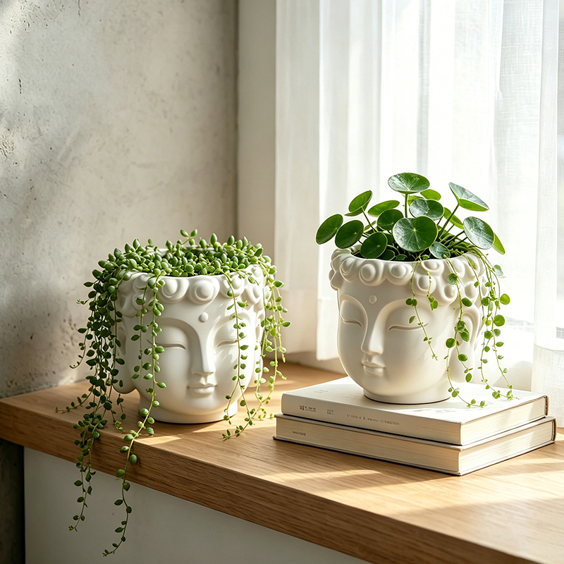 Buddha Head Shaped Resin Plant - Echeveria Succulent のレビューと価格