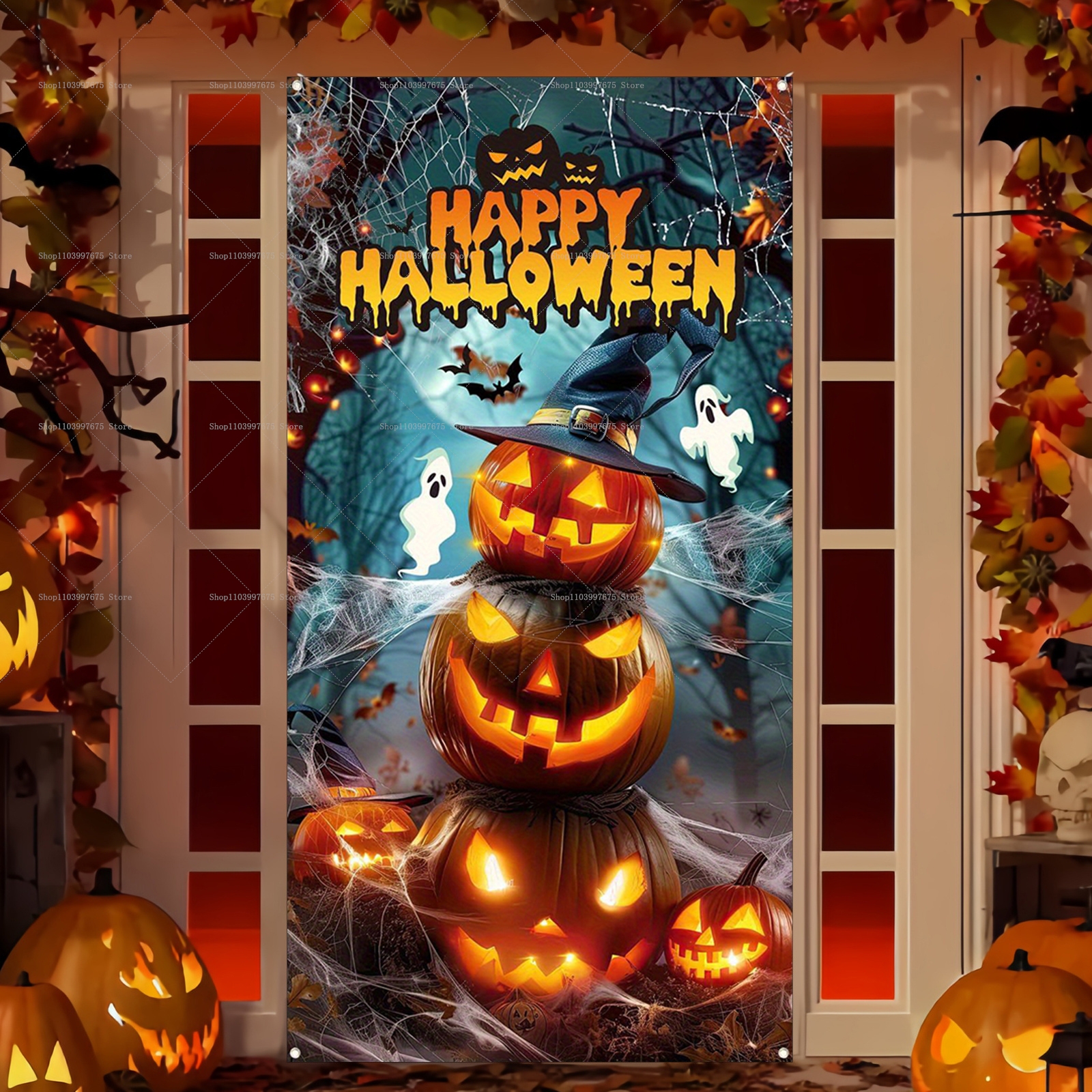 Happy Halloween Door Banner Ev - Spider Plant Hanging のレビューと価格