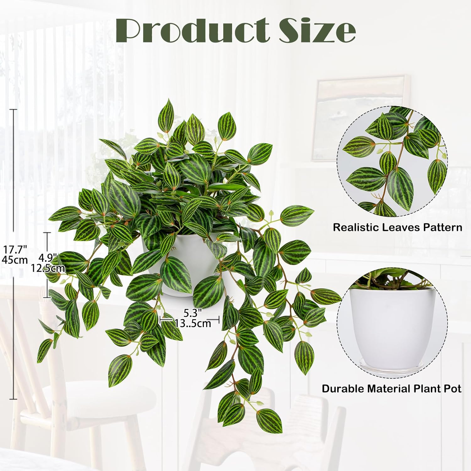 Artificial Plants Indoor Fake  - Peperomia Watermelon のレビューと価格