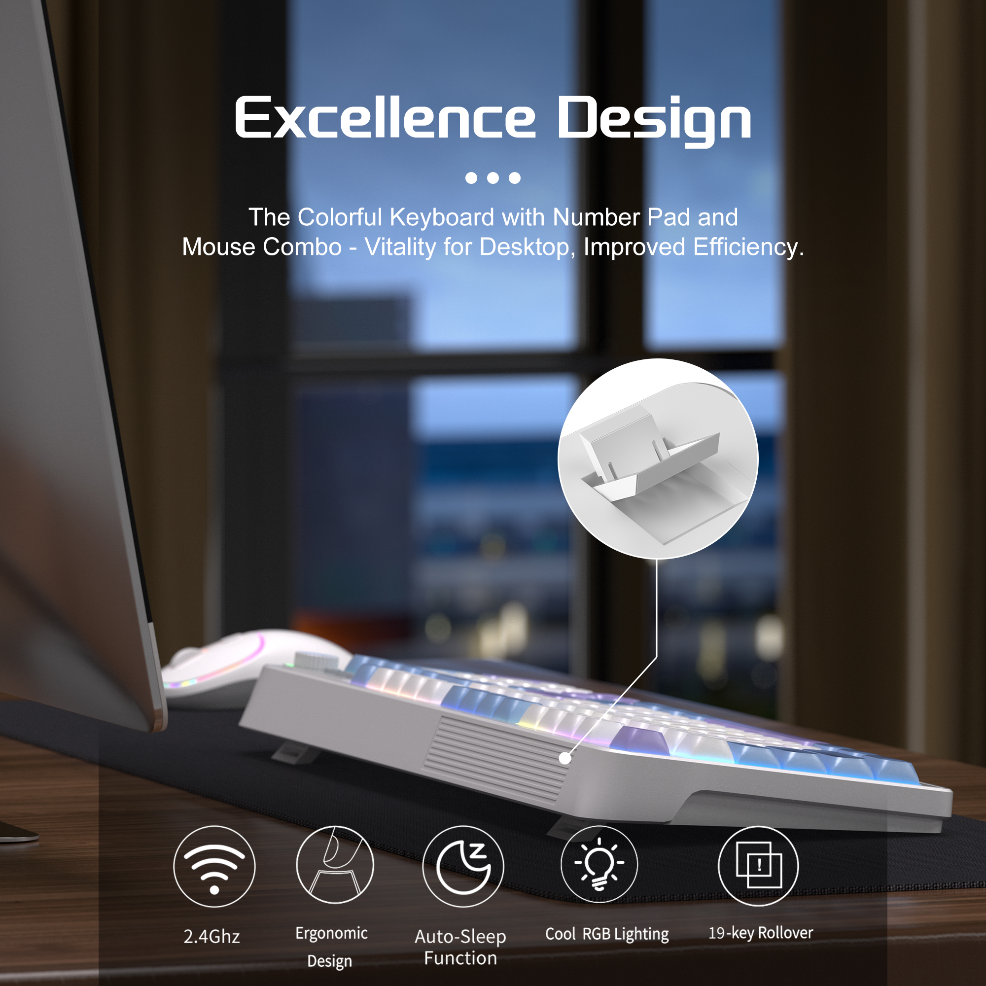 MageGee Wireless Gaming Keyboa - Tradescantia Purple のレビューと価格