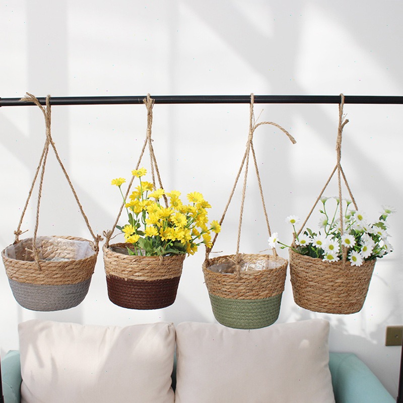 Straw Hanging Basket Flower Po - Spider Plant Hanging のレビューと価格