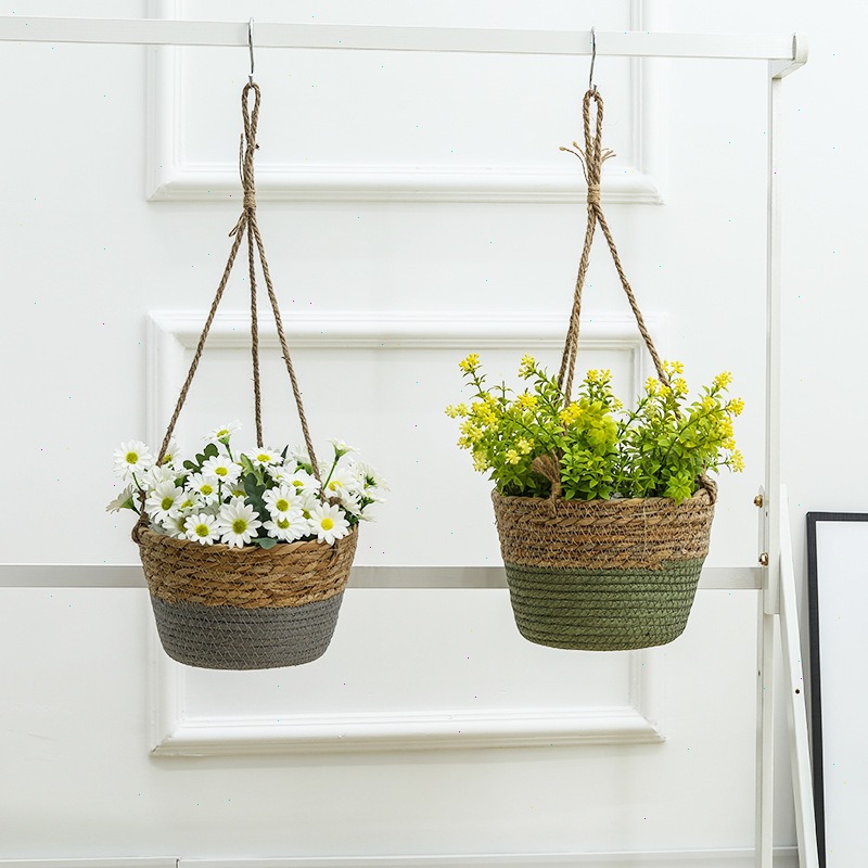 Straw Hanging Basket Flower Po - Spider Plant Hanging のレビューと価格