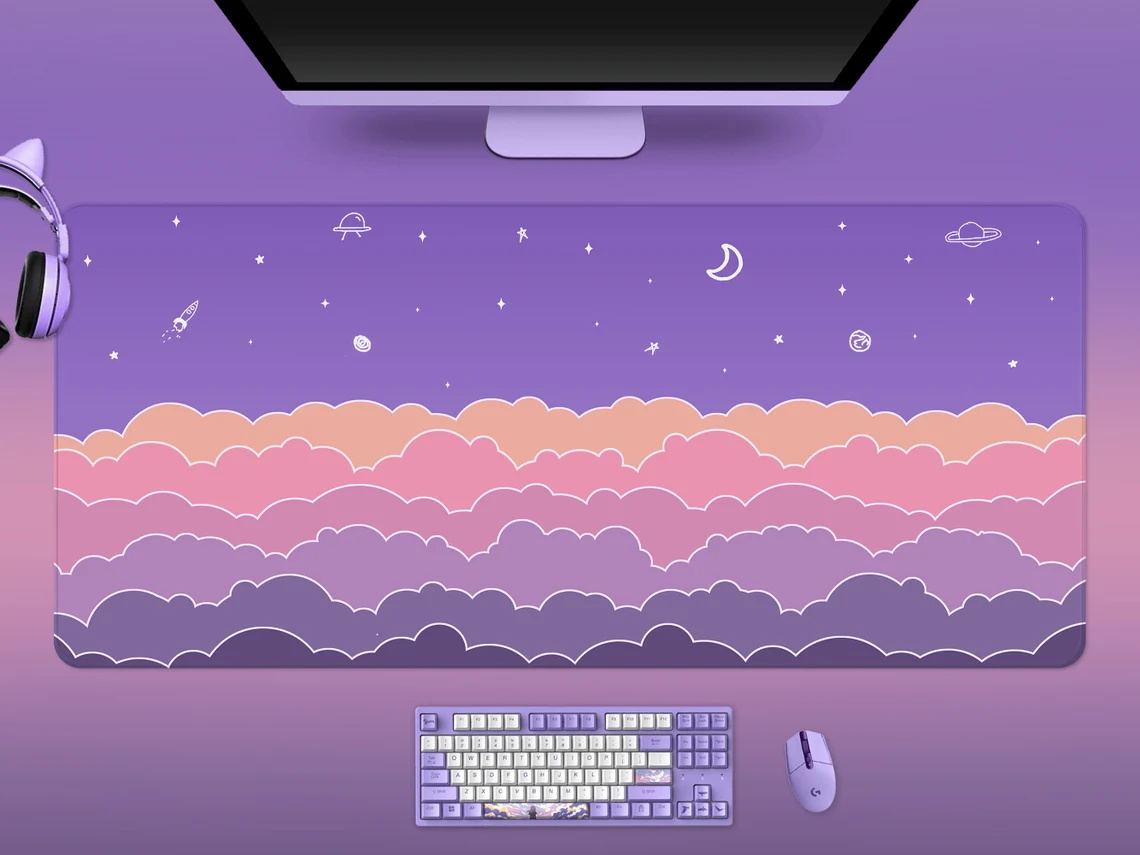 Kawaii Deskmat purple Cute Mou - Tradescantia Purple のレビューと価格