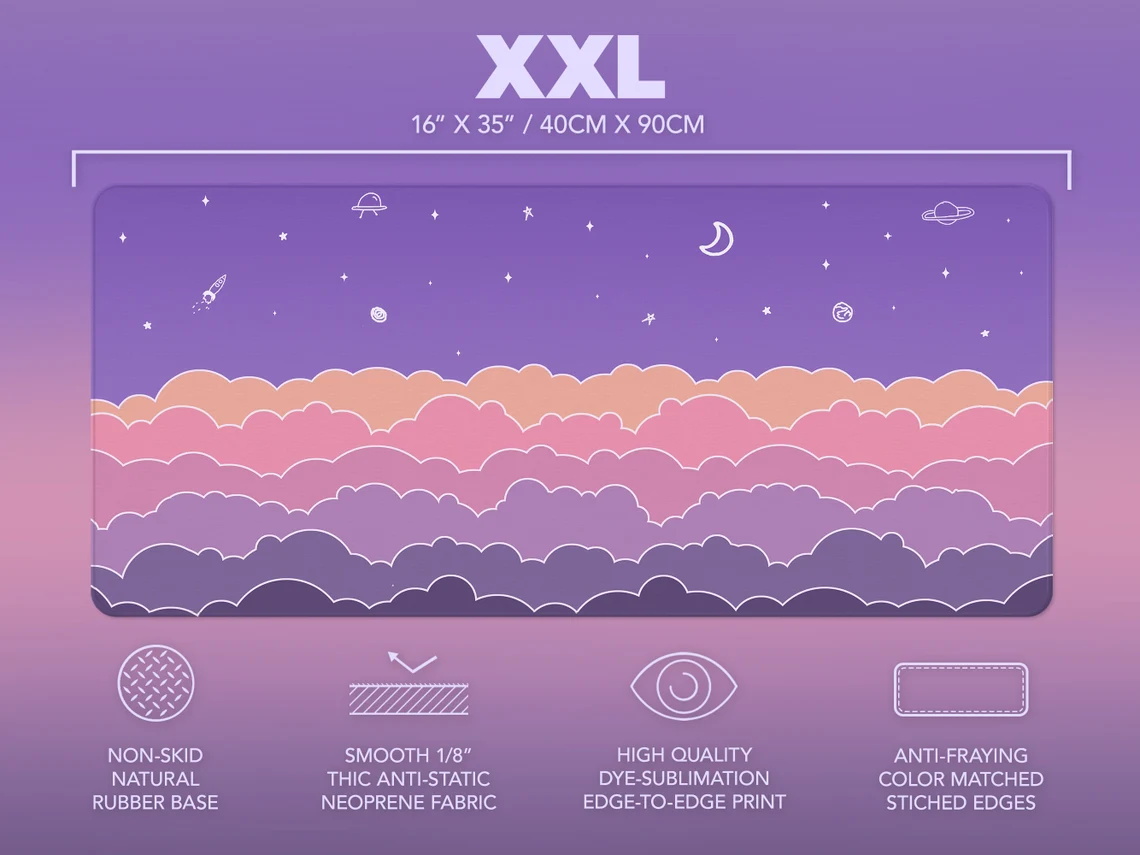 Kawaii Deskmat purple Cute Mou - Tradescantia Purple のレビューと価格