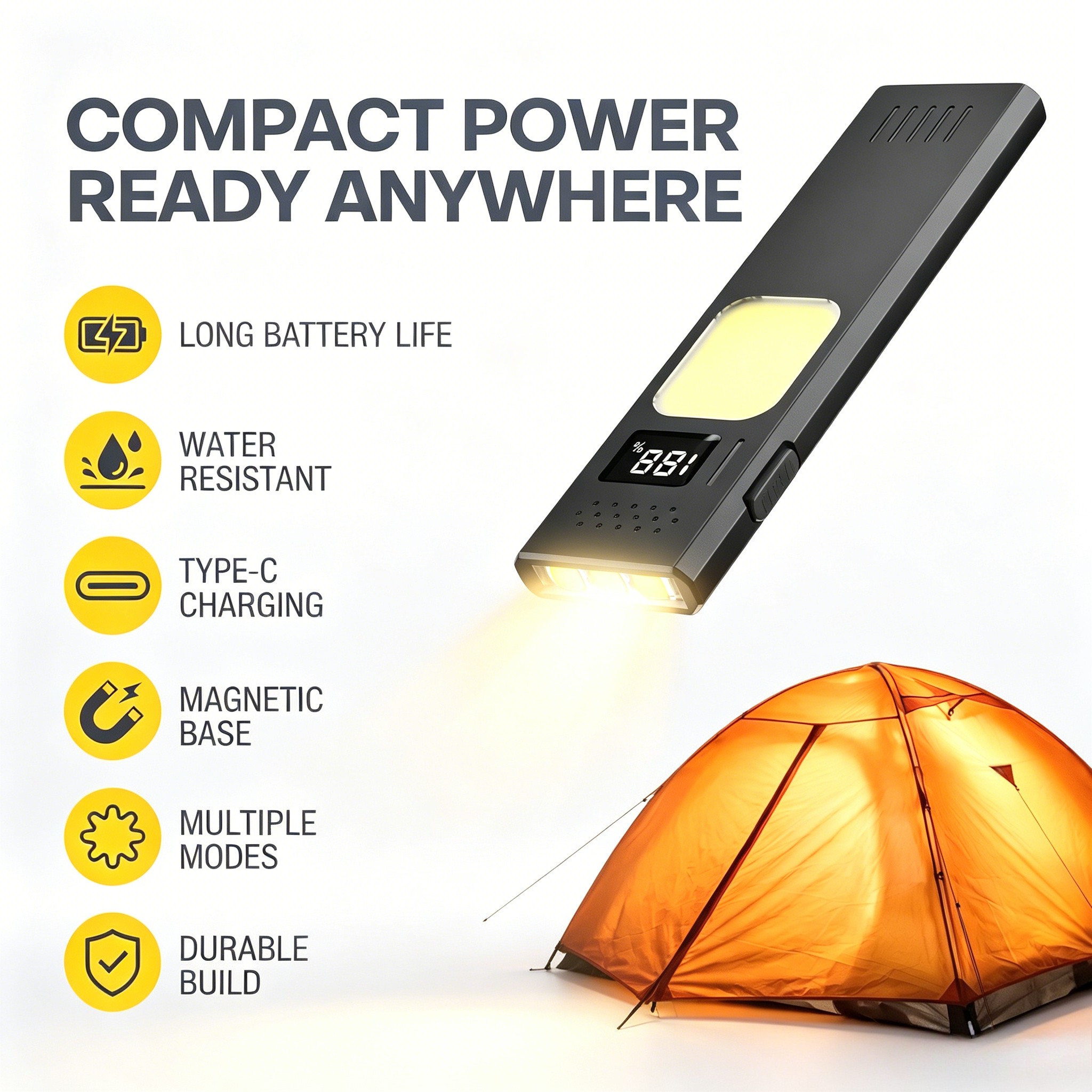 Portable Magnetic Flashlight w - Aglaonema Red のレビューと価格