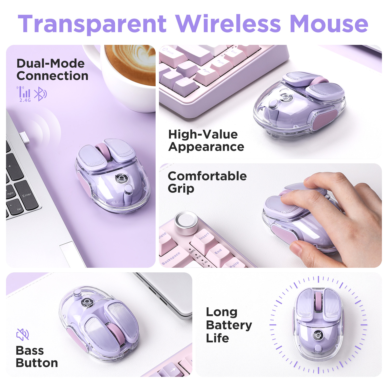 EWEADN Q9 Purple Wireless RGB  - Tradescantia Purple のレビューと価格