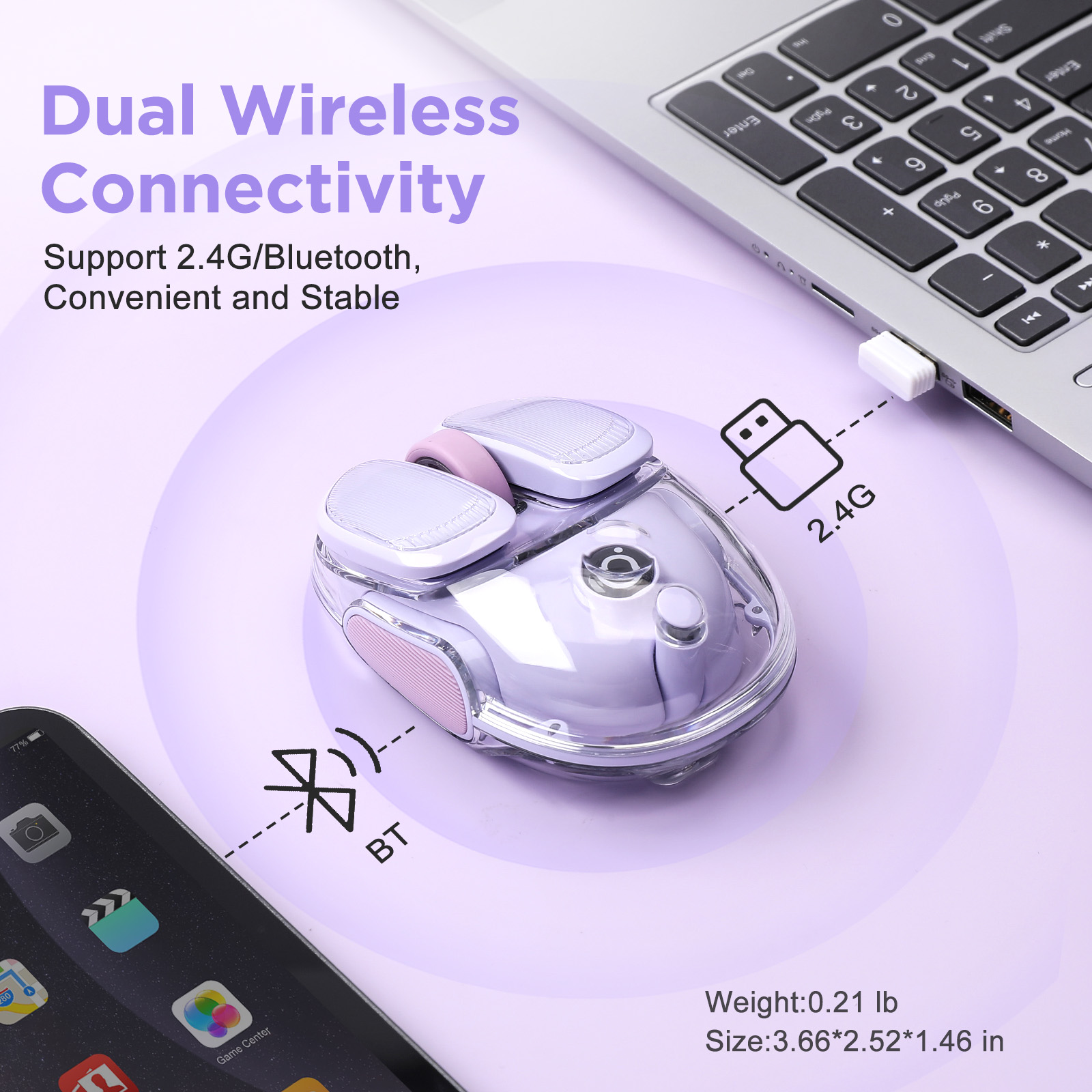 EWEADN Q9 Purple Wireless RGB  - Tradescantia Purple のレビューと価格