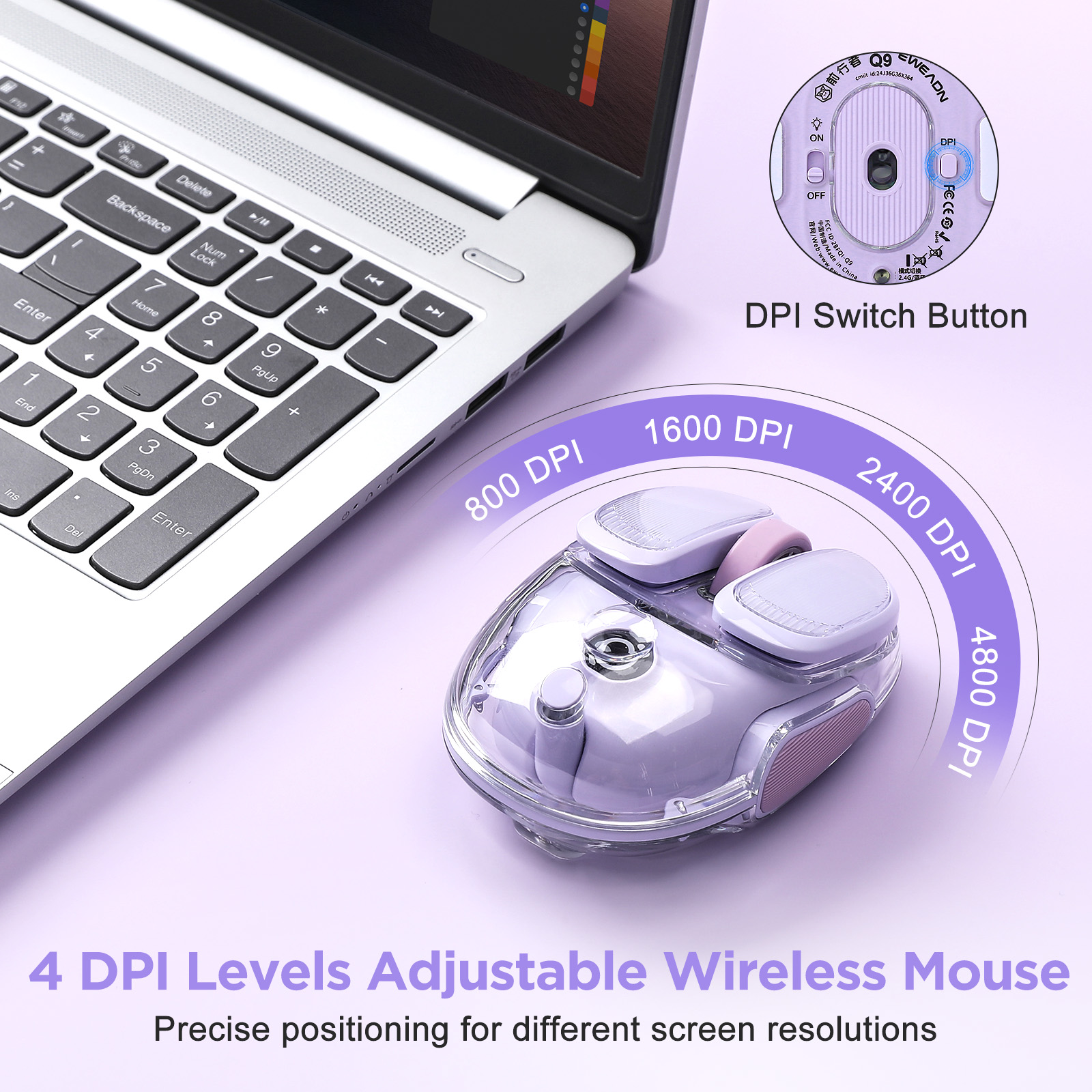 EWEADN Q9 Purple Wireless RGB  - Tradescantia Purple のレビューと価格