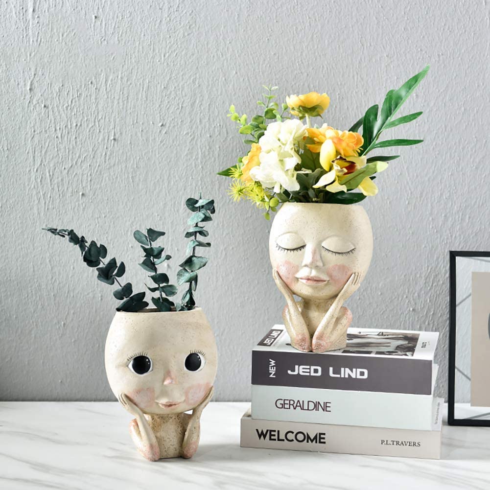 Girls Face Head Flower Planter - Echeveria Succulent のレビューと価格