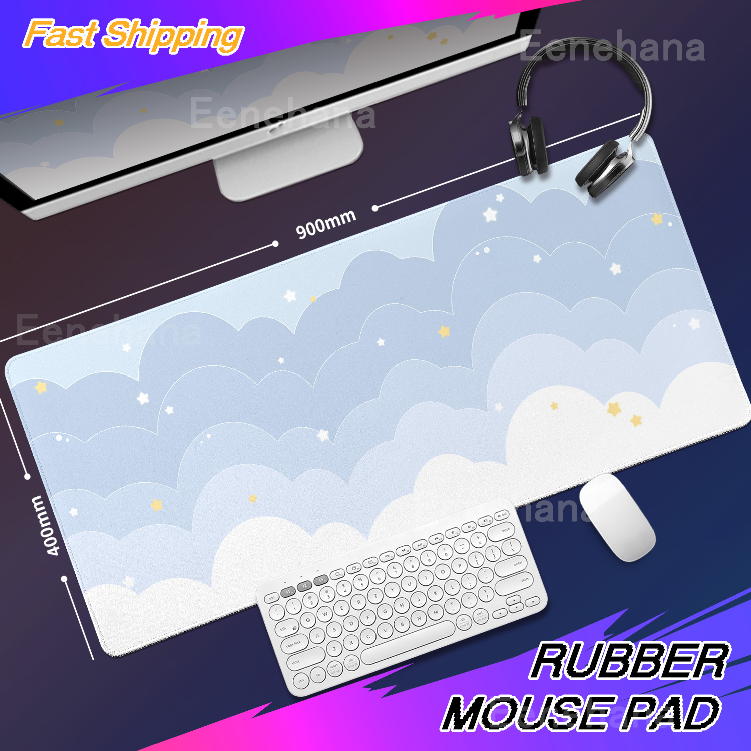Light Blue Pink Clouds Desk Ma - Tradescantia Purple のレビューと価格